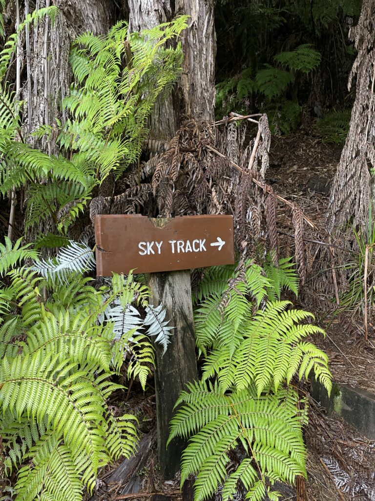 sky track sign for walk at Awaroa lodge