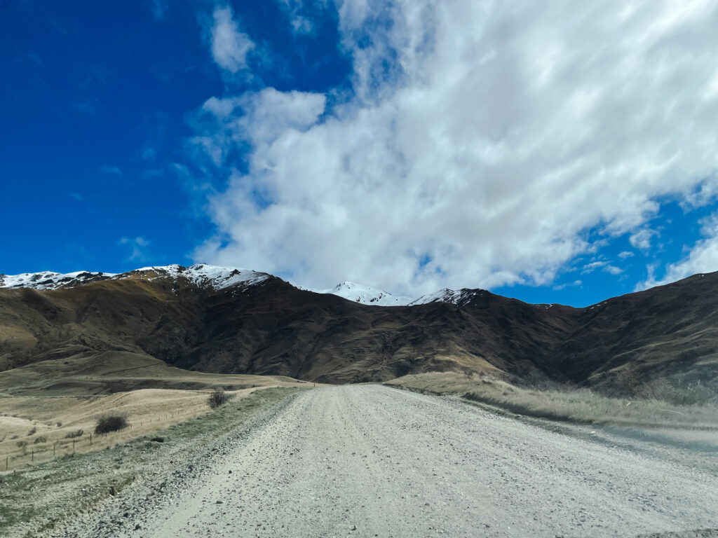 unpaved road up to the Cardrona Alpine Resort